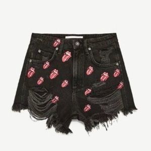 Rolling stone inspired black zara shorts